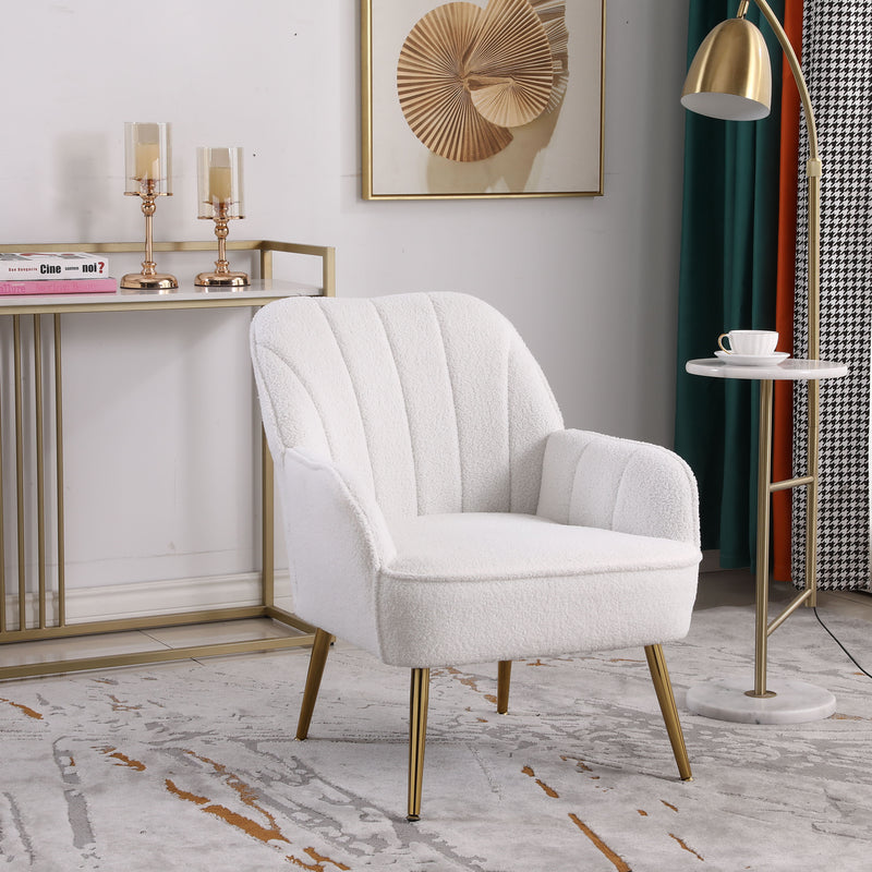 Modern Mid-Century Chair Tufted Sherpa Armchair For Living Room Bedroom Office