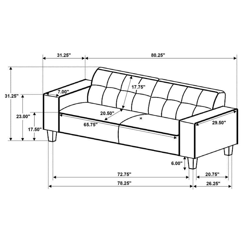 Xana - 2 Piece Upholstered Track Arm Sofa Set - Greige