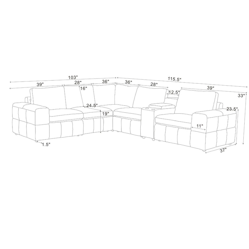 Modular Sectional With Large Square Arms