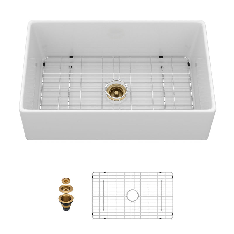 Single Bowl Apron Front Kitchen Sink - White
