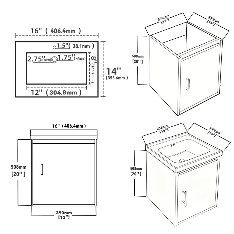 Floating Bathroom Vanity Combo, Wall Mounted Cabinet With Sink & Soft Close Doors For Small Bathrooms