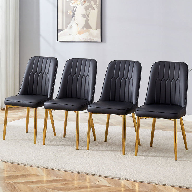 Modern Dining Chairs With Metal Legs And Simple Line Design On Backrest