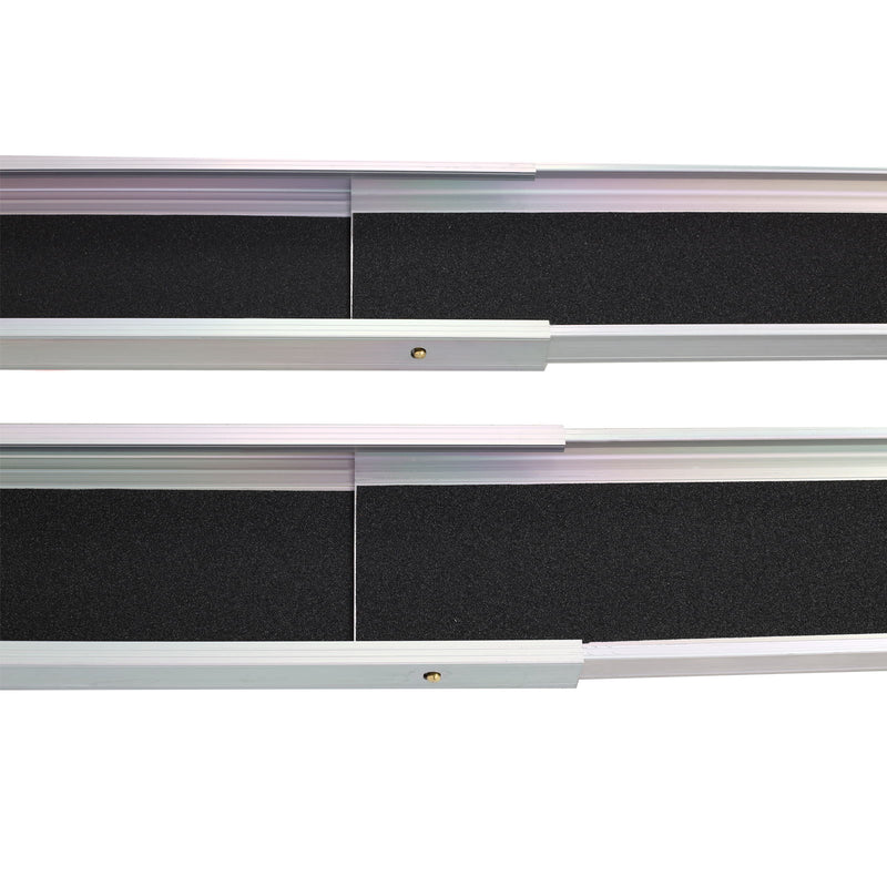 Premium Adjustable Telescoping Wheelchair Track Ramps Aluminium - Silver