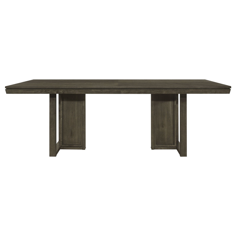 Glenmoor - Rectangular Dining Table With Geometric Double Pedestal Base - Dark Gray