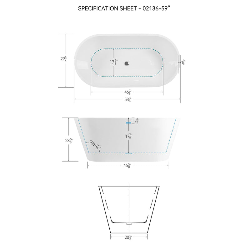 Freestanding Bathtub, Modern & Contemporary Design Soaking Tub With Toe-Tap Drain In Chrome And Classic Slotted Overflow