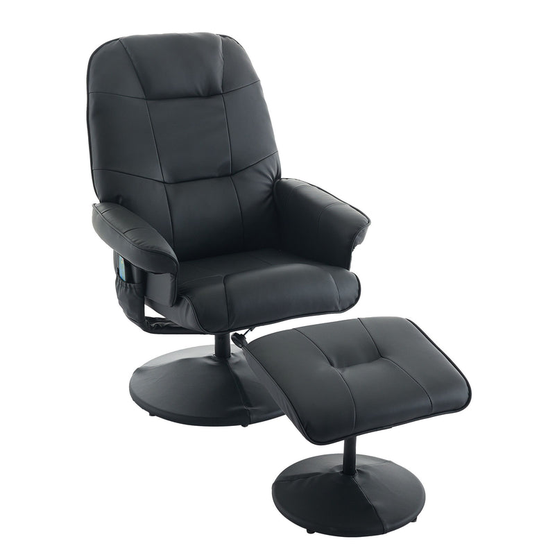360° Swivel Reclining Chair With Wrapped Base, 5 Point Vibration Massage