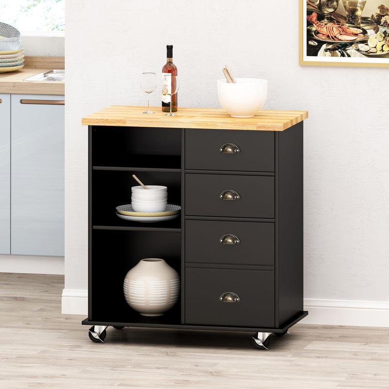 Yohaan - Contemporary Kitchen Cart With Wheels