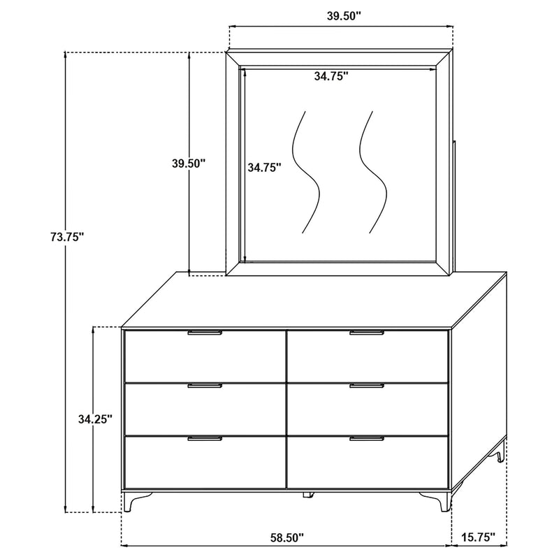 James - 6 Drawer Dresser With Mirror - White