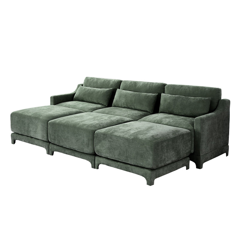 Stylish Sofa With Ottoman And Lumbar Pillows, Ergonomic Design