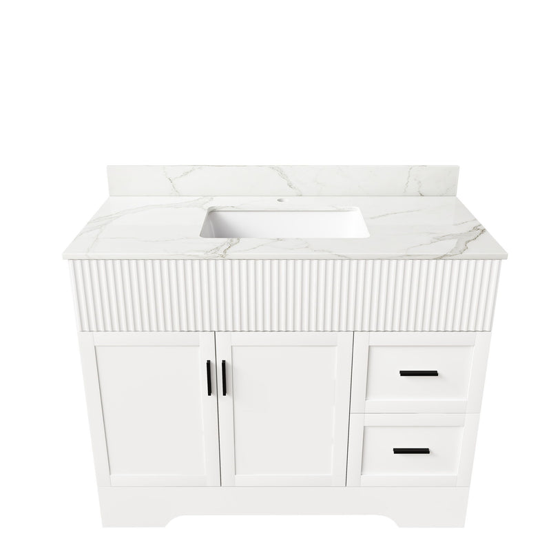 Bathroom Vanity Set, Fluted Cabinet, Soft Close Doors & Drawers - White