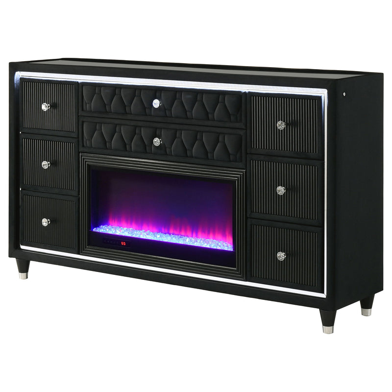 Mika - 8 Drawer LED Fireplace Dresser