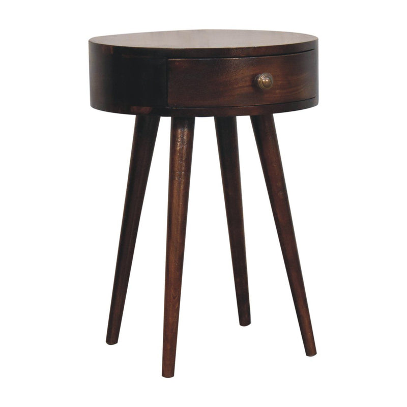 Circular Shaped Bedside Table - Walnut