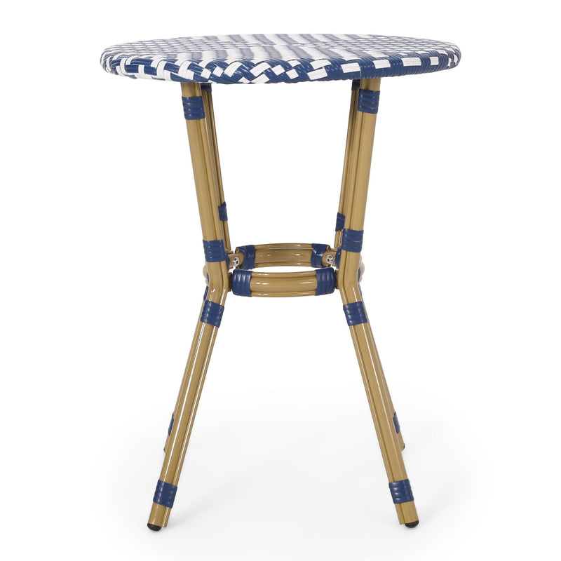 French Bistro Table Outdoor Elegance - White / Blue