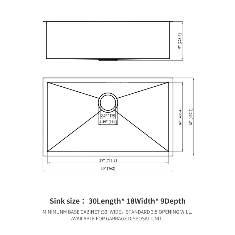 Modern Undermount Stainless Steel Kitchen Sink 16 Gauge, Deep Single Bowl