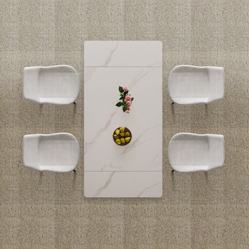 Retractable Sintered Stone Dining Table Set With Chairs