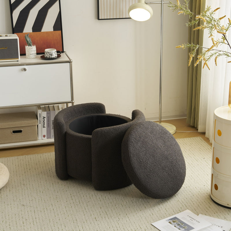 Cozy Boucle Storage Ottoman, Stylish Comfort With Hidden Storage