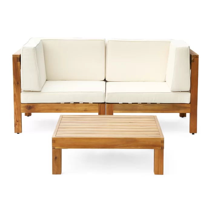 Brava - X Back 2 Seater Sectional Loveseat With Coffee Table