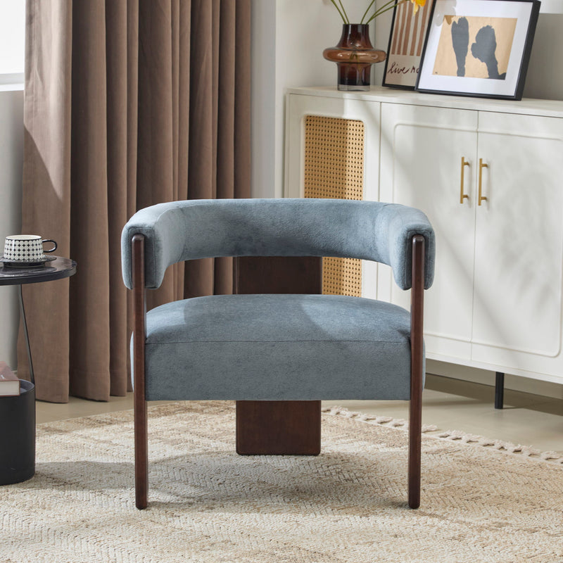 Modern Upholstered Accent Arm Chair With Barrel Back Design