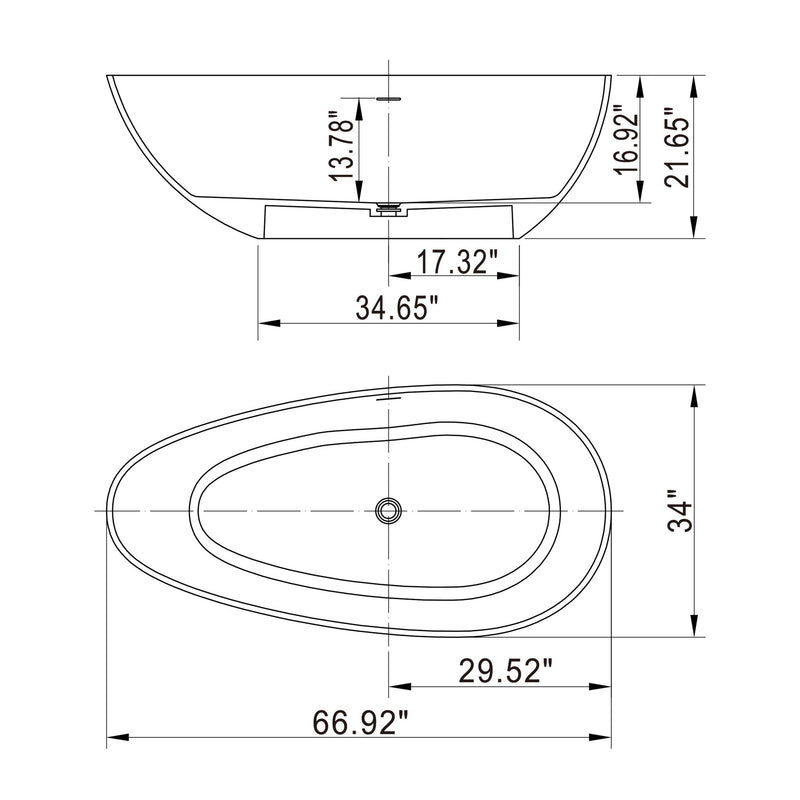 Solid Surface Freestanding Soaking Bathtub For Bathroom