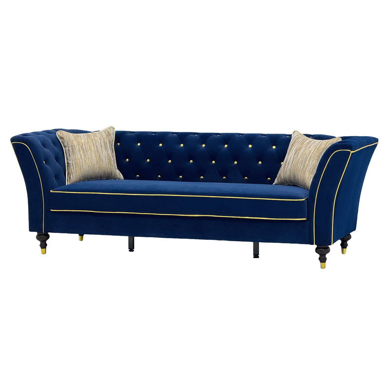 3 Person Sofa With Deep Seat, Tufted Backrest