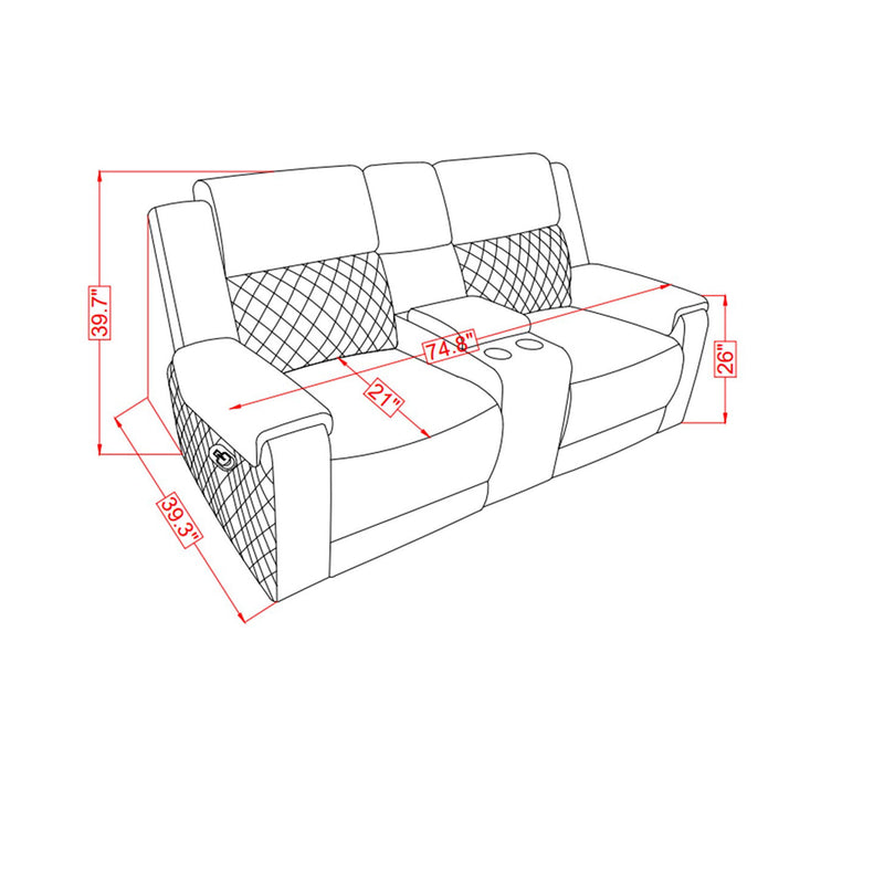 Alicia - Console Reclining Loveseat - Gray Black