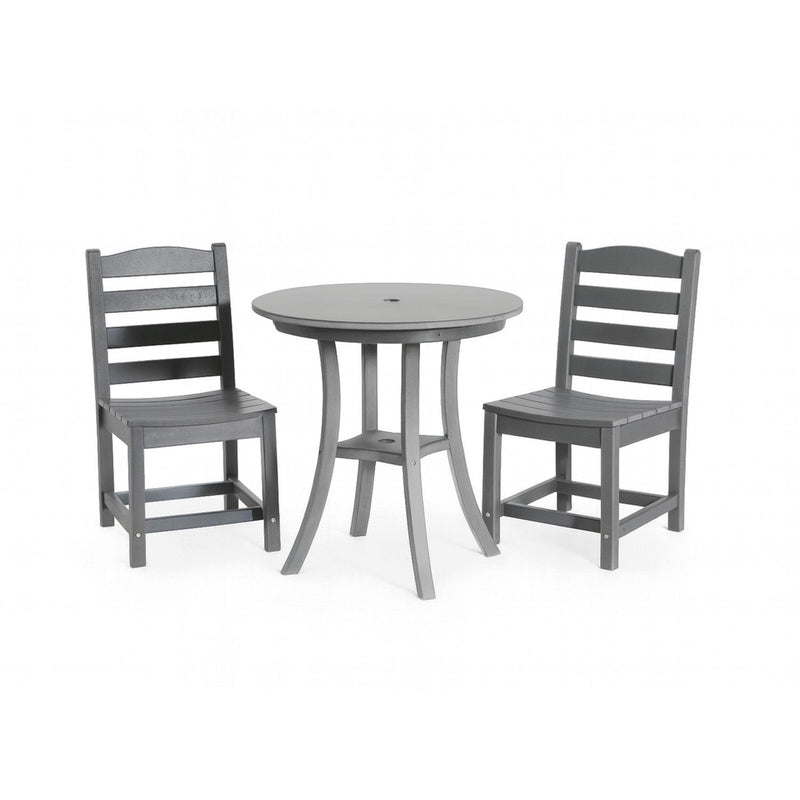 3 Piece Outdoor Dining Set, Round Patio Table With 2 Armless Chairs
