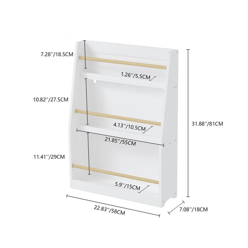 3 Tier Book Shelf, Compact Storage For Bedrooms