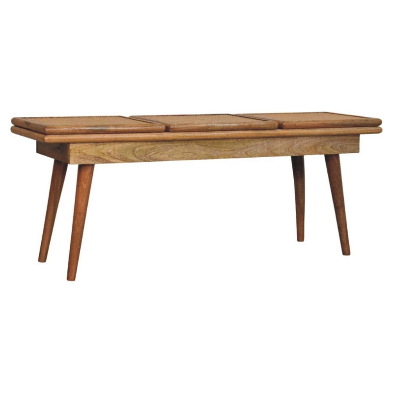 Larissa - Triple Accent Cane Bench - Beige