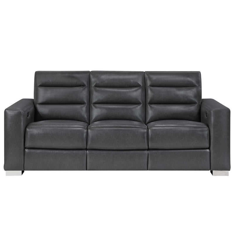 Yamein - Power Reclining Sofa With Bookcase Arms And LED Lights - Charcoal