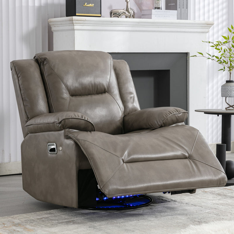 360° Swivel And Rocking Home Theater Recliner Manual Recliner Chair With A LED Light Strip For Living Room