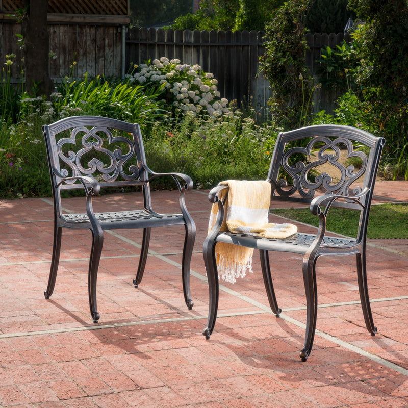 Cast Aluminum Dining Chair With Hand Crafted Details - Copper