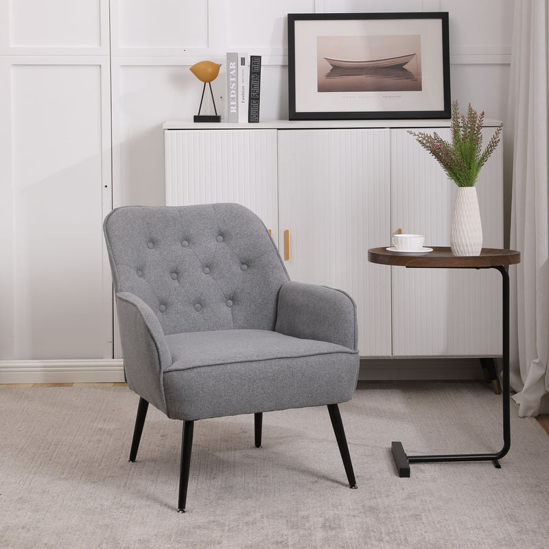 Modern Mid-Century Chair Linen Sherpa Armchair For Living Room