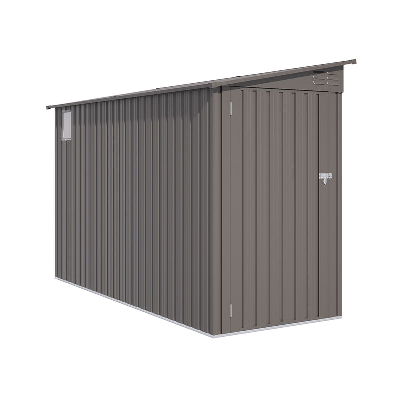 Metal Outdoor Storage Shed 4 X 9 Ft With Sloping Roof, Vents, And Side Door - Gray