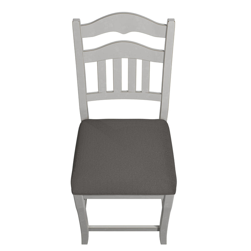 Counter Height Dining Chairs With Upholstered Cushion And Ladder Back Design (Set of 2) - Antique White