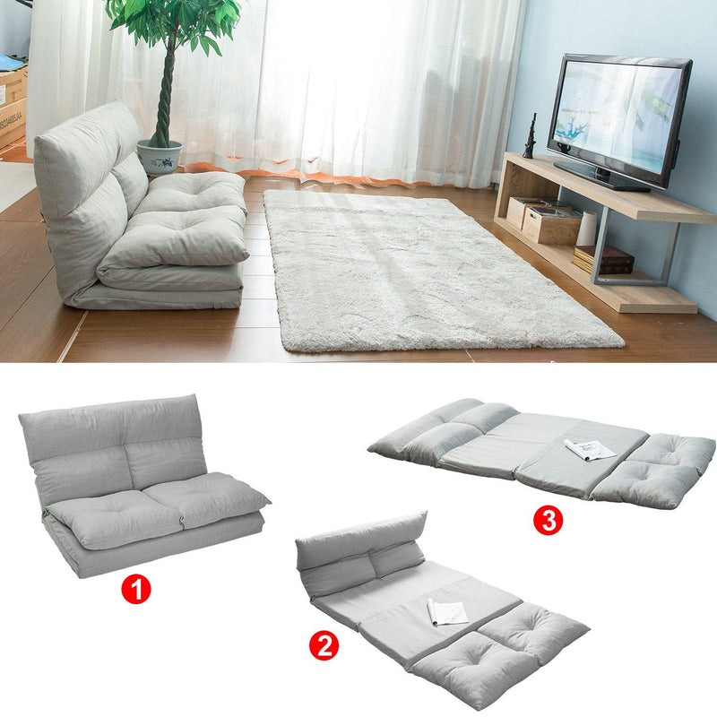 Folding Chaise Lounge Floor Sofa - Gray