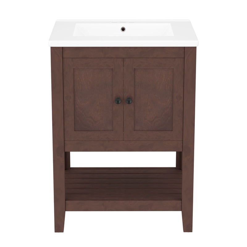 Modern Bathroom Vanity With Sink And Open Shelf