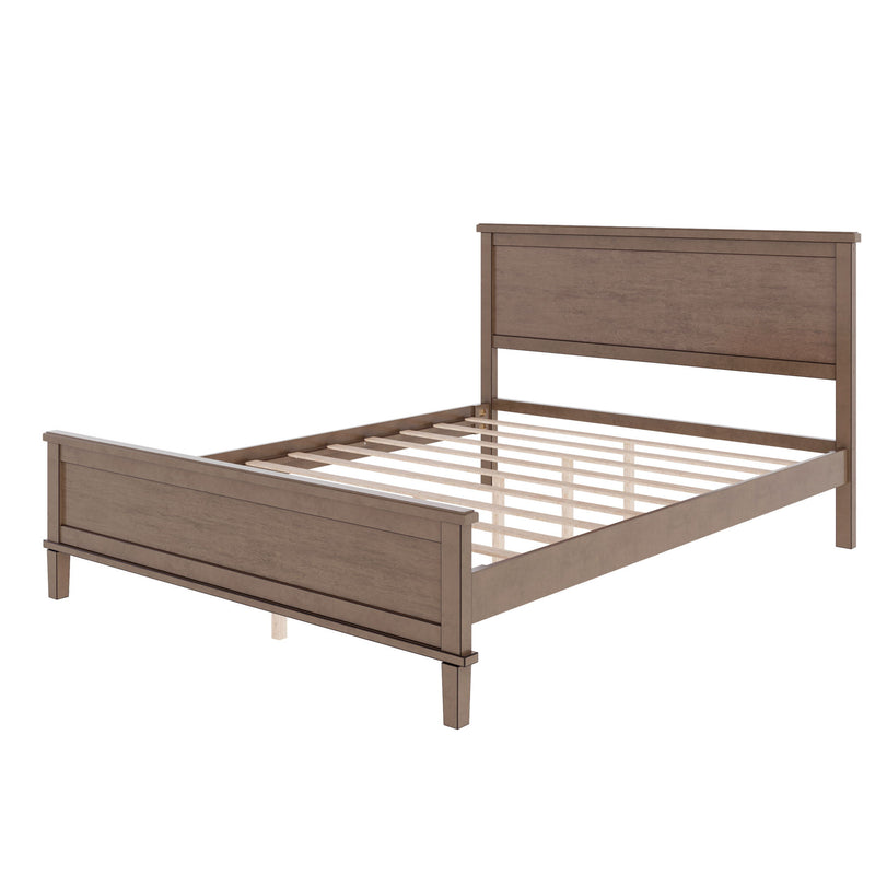 Mid-Century Platform Bed With Headboard And Slat Support, No Box Spring Needed