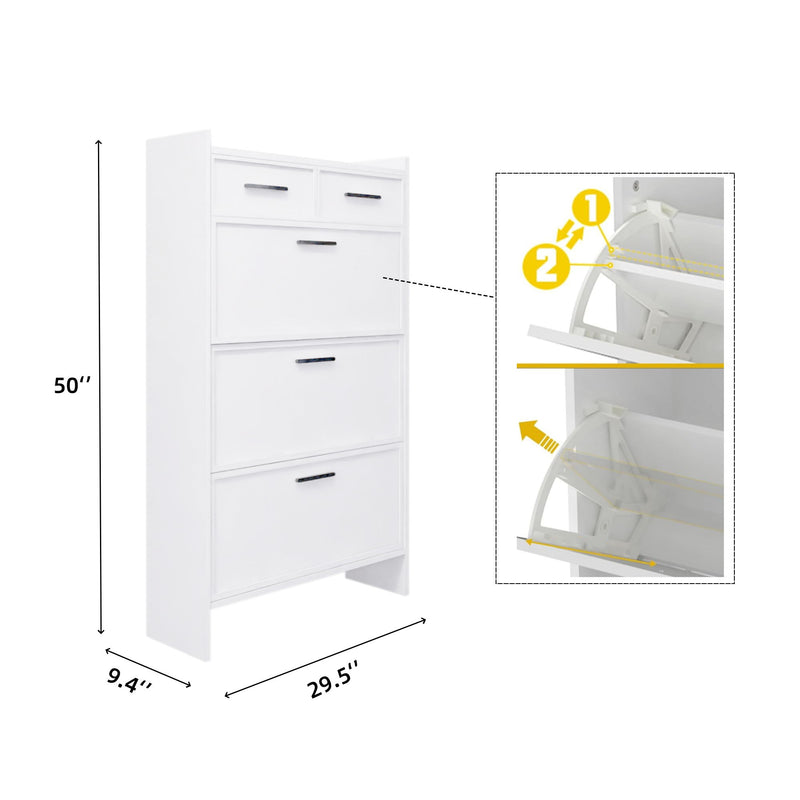 3 Doors Shoe Cabinet With 2 Drawers