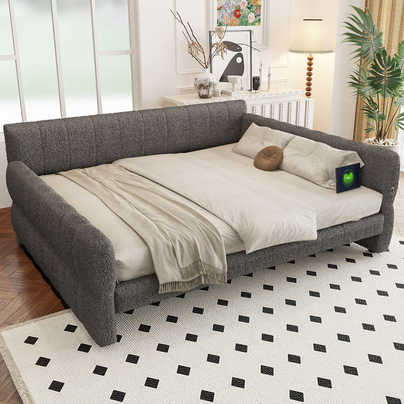 Upholstered Platform Bed With USB Charging