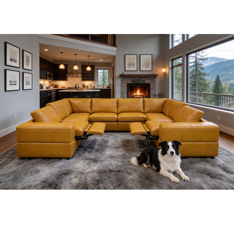 Upholstered Large Arms Sectional With Recliner Seats