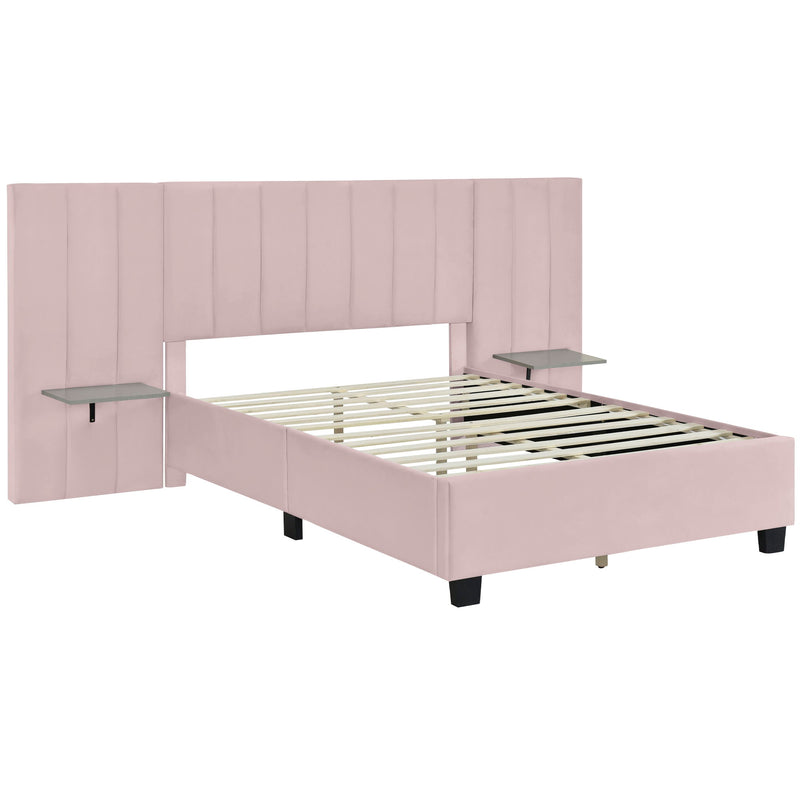 Upholstered Platform Bed With Big Headboard