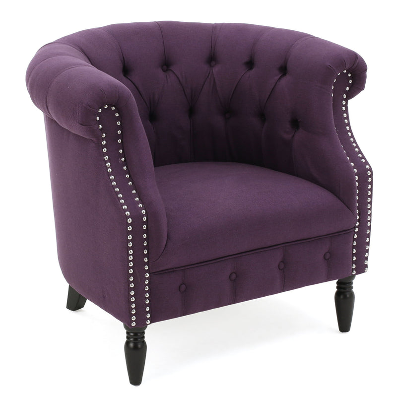 Celestialis - Upholstered Club Chair With Tub Design And Rolled Recessed Armrests