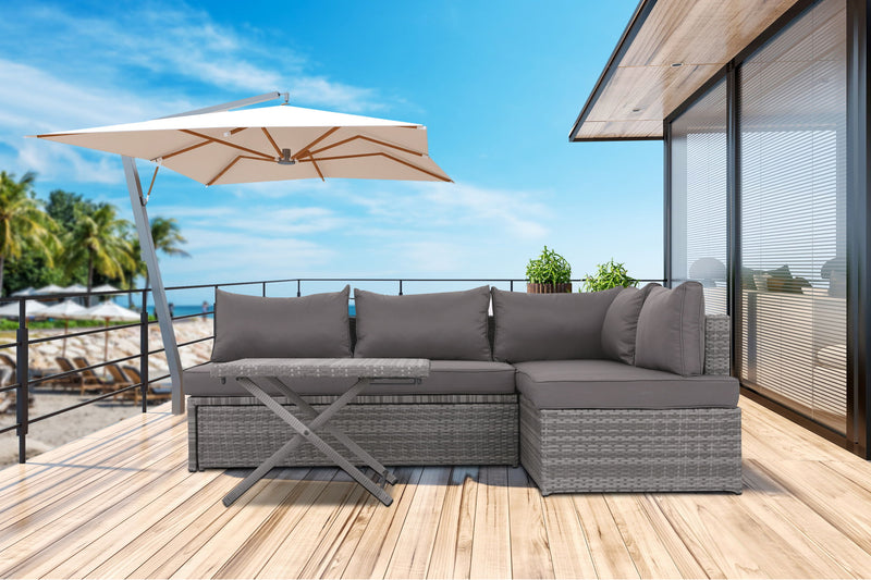 Patio Sofa With Cushions - Gray