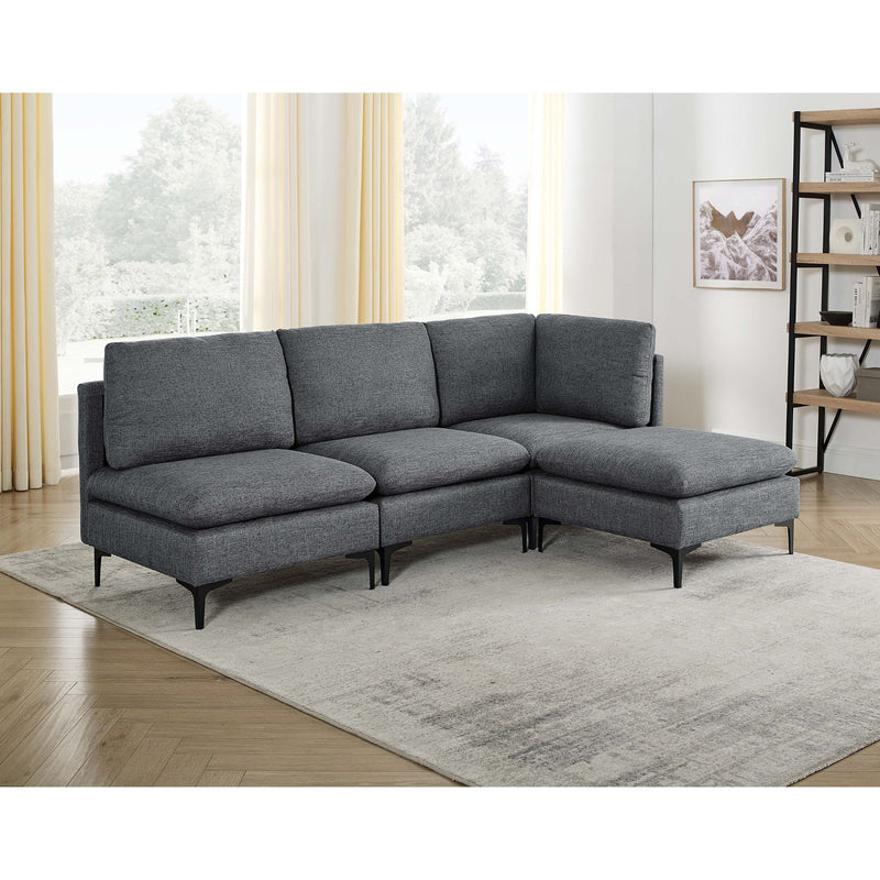 Upholstered Modular Sectional With Tall Legs, Medium Firm Seat