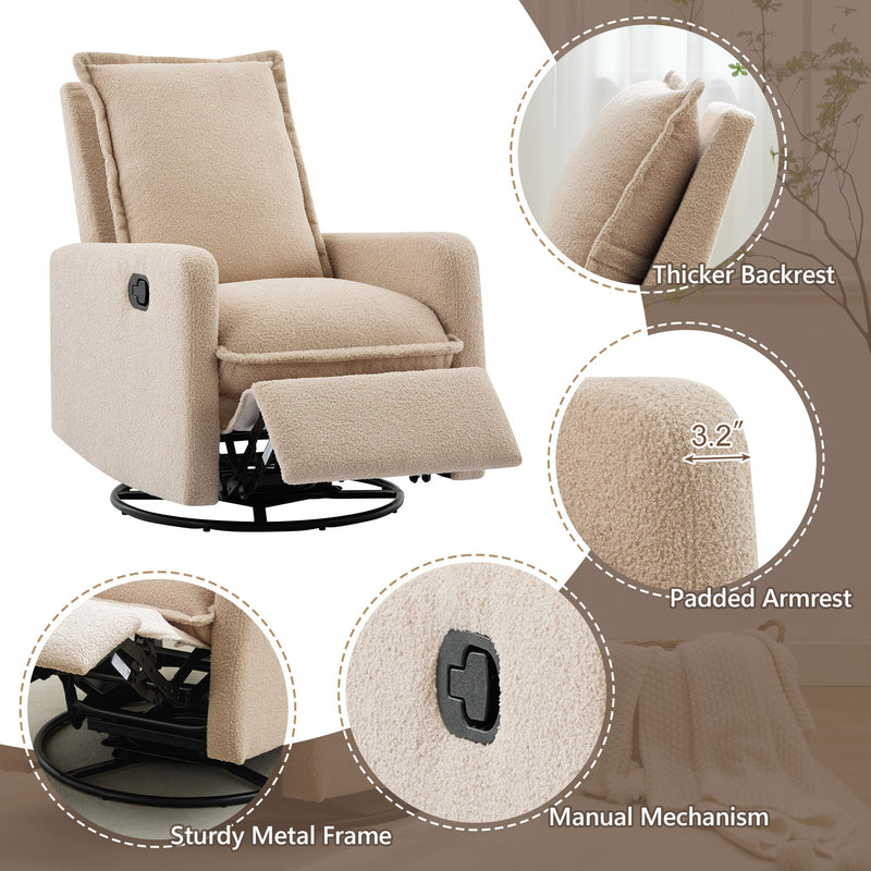 Swivel Rocker Glider Recliner, Rocking Chair Nursery For Living Room