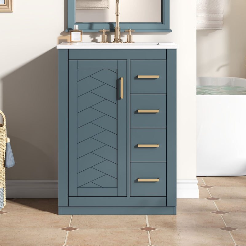 Modern Bathroom Vanity With 1 Door And 3 Drawers