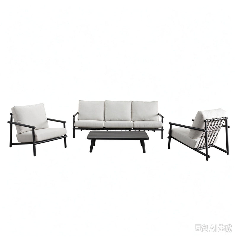 Aurelia - 4 Pieces Set - Carbon Gray / Cream Beige