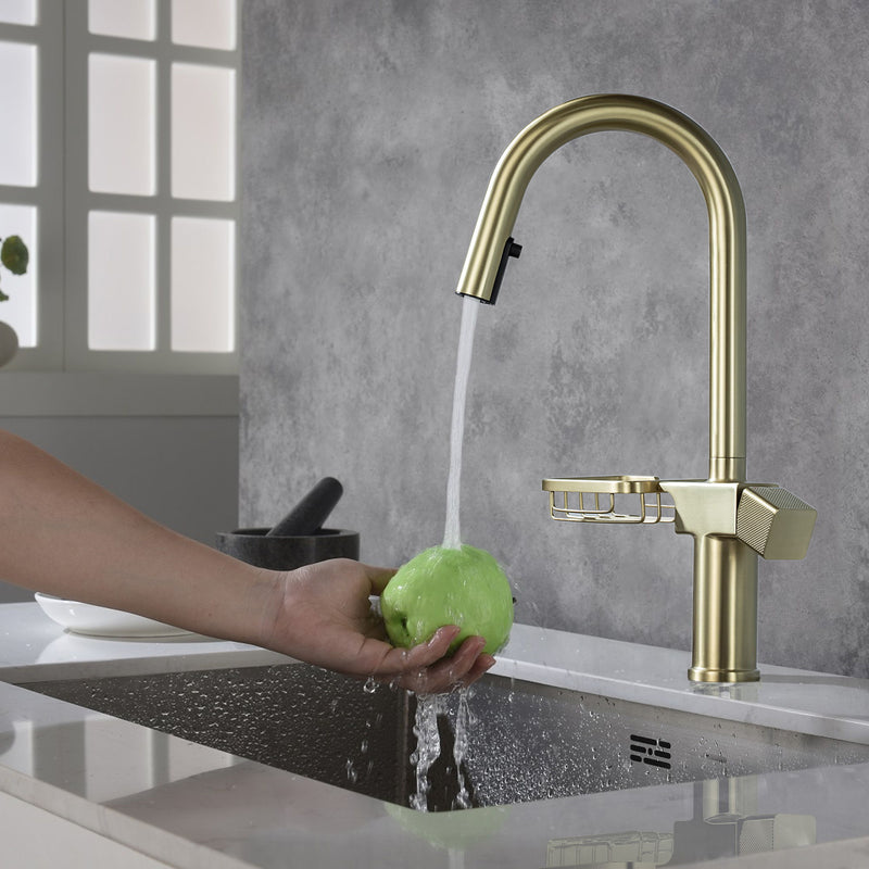 Cincosky - High Arc Pull Down Kitchen Faucet, Single Hole