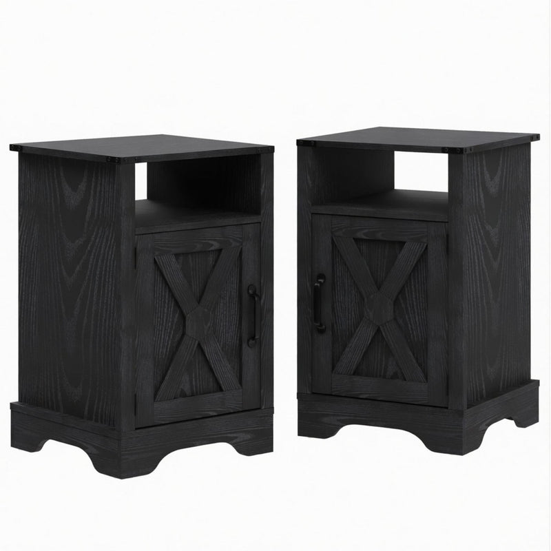 Farmhouse Nightstand, Charging Station & Storage