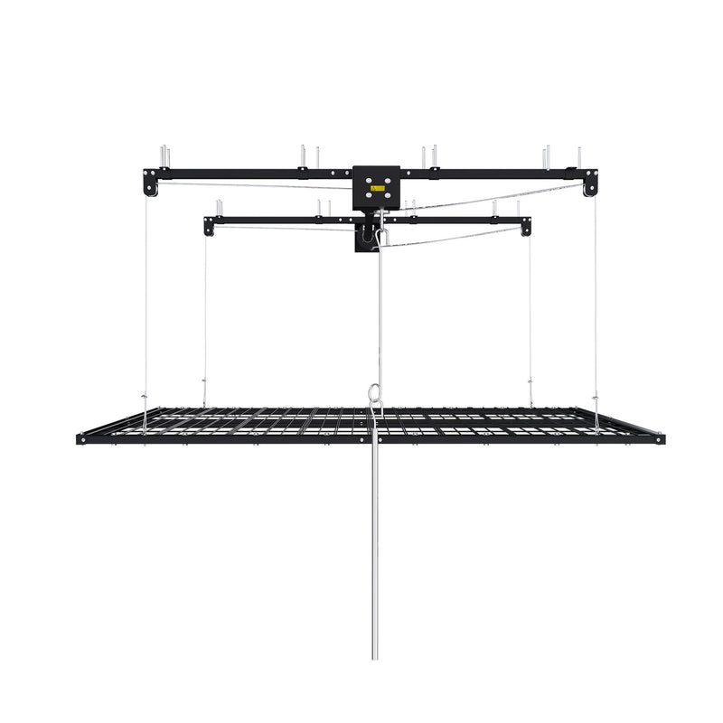 Overhead Garage Storage Rack For High Ceilings, Construction With Safety Lock - Black